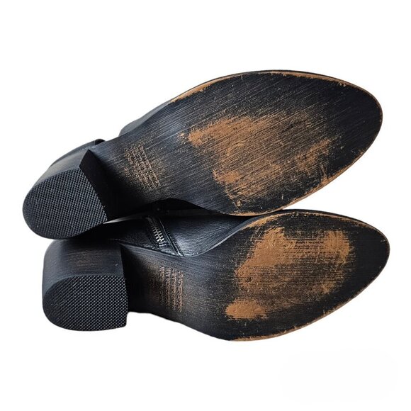 Silent D Bichon Anthropologie Bootie Leather Black Cutout Zip Ankle Boots - Picture 11 of 12